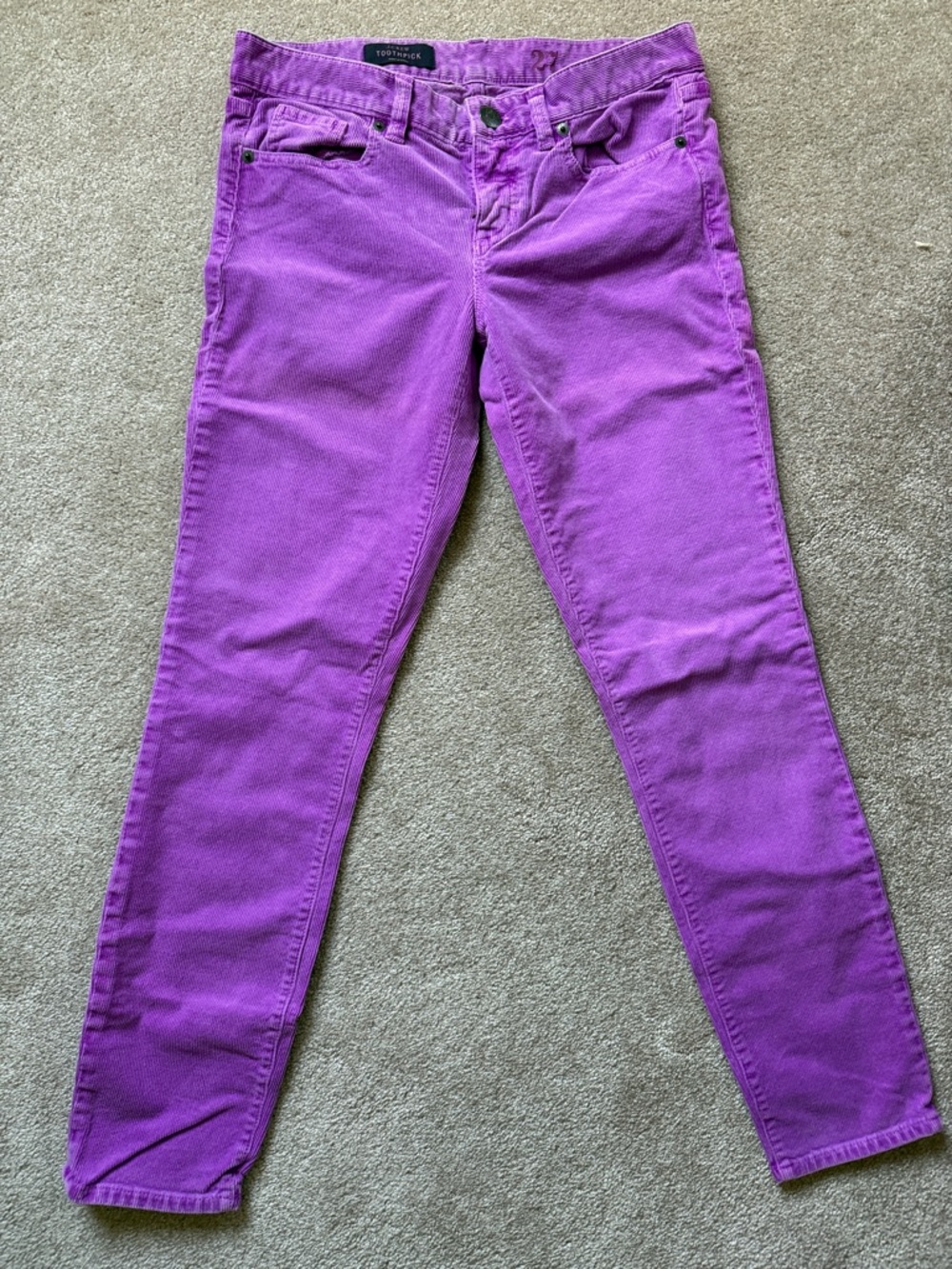 J Crew Vibrant Purple Skinny Corduroys- Women's
